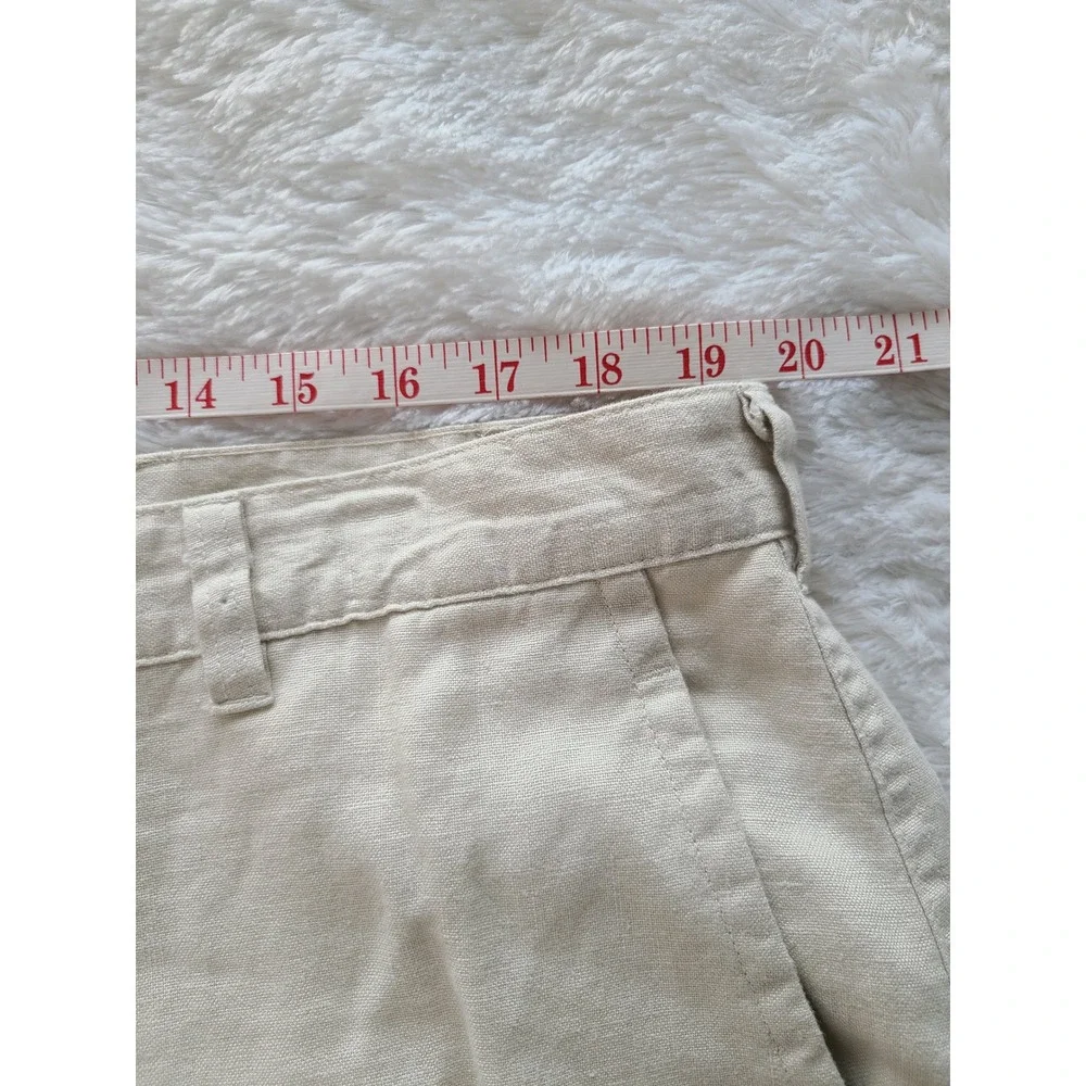 Jos. A. Bank Mens 40x32 Beige 100% Linen Flat Front Straight Leg Dress Pants